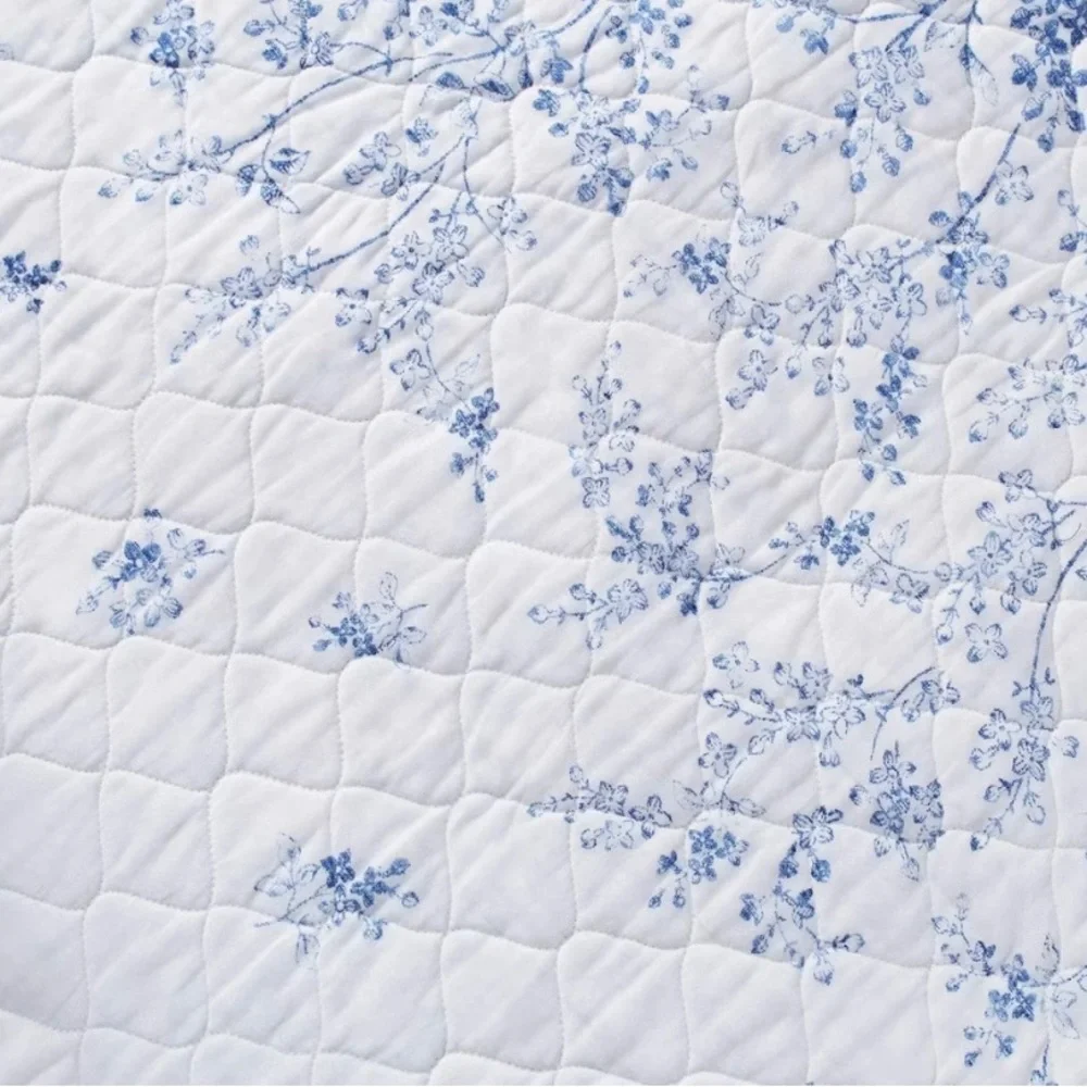Floral Blue and White Bedding Set ~ Full /Queen